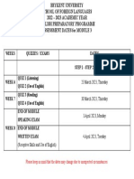 Beykent University English Prep Program Module 3 Assessment Dates