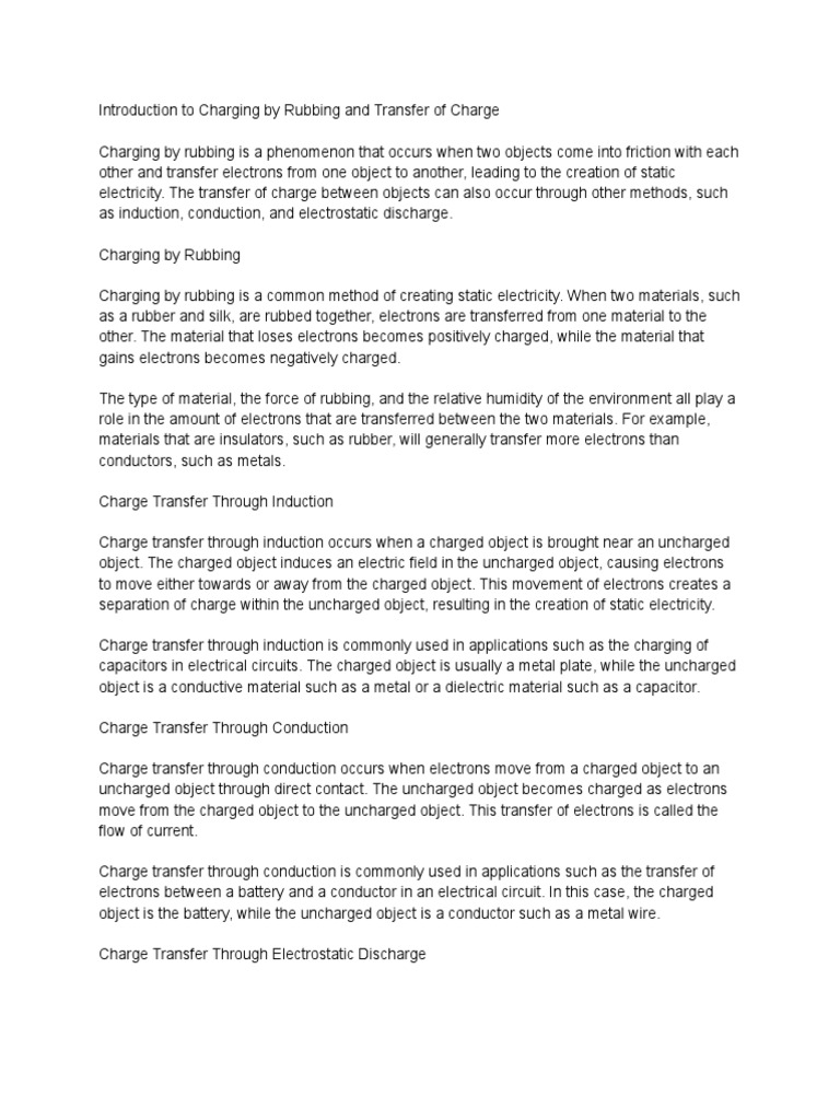 Introduction To Charging by Rubbing and Transfer of Charge PDF