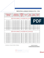 Prefiltros lavables modelos FCD/FMA dimensiones y especificaciones