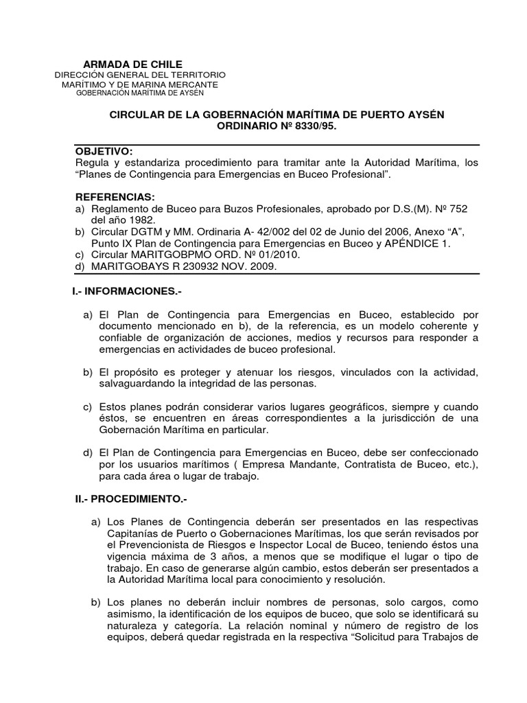 Procedimiento de Contingencia en Buceo | PDF | Buceo bajo el agua