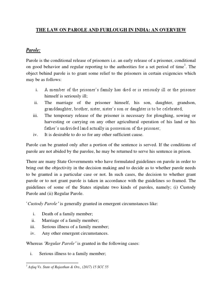 Parole and Furlough | PDF | Parole | Justice