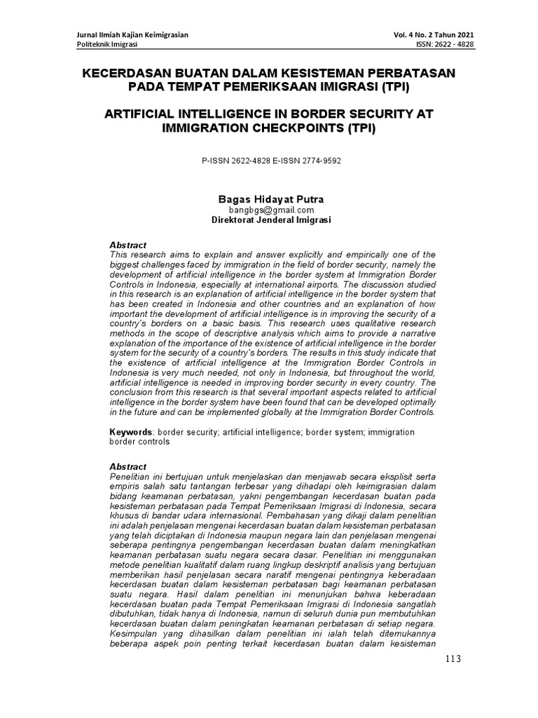 AI in Indonesian Border Security | PDF | Cognitive Science