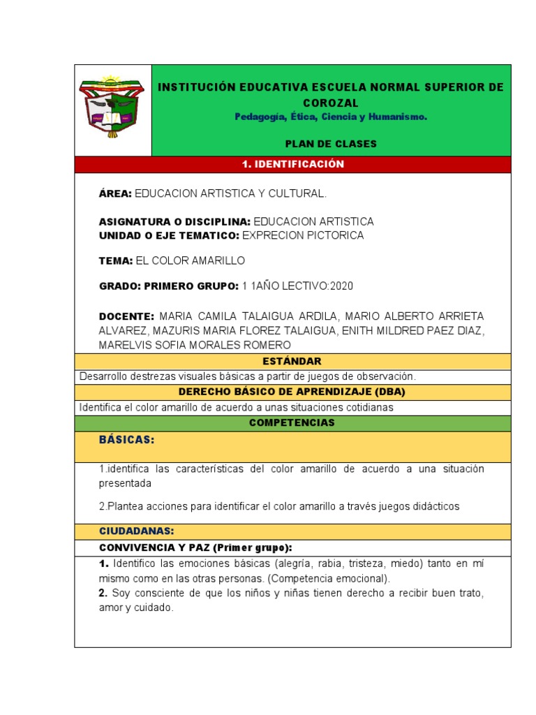 Clase de Arte: Aprendiendo el Color Amarillo | PDF | Color | Educación ...