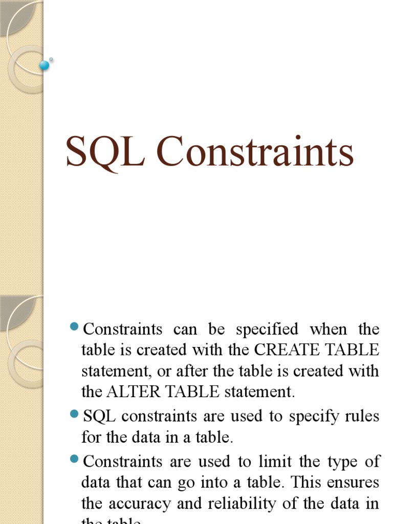 SQL Constraints | PDF | Table (Database) | Data Model