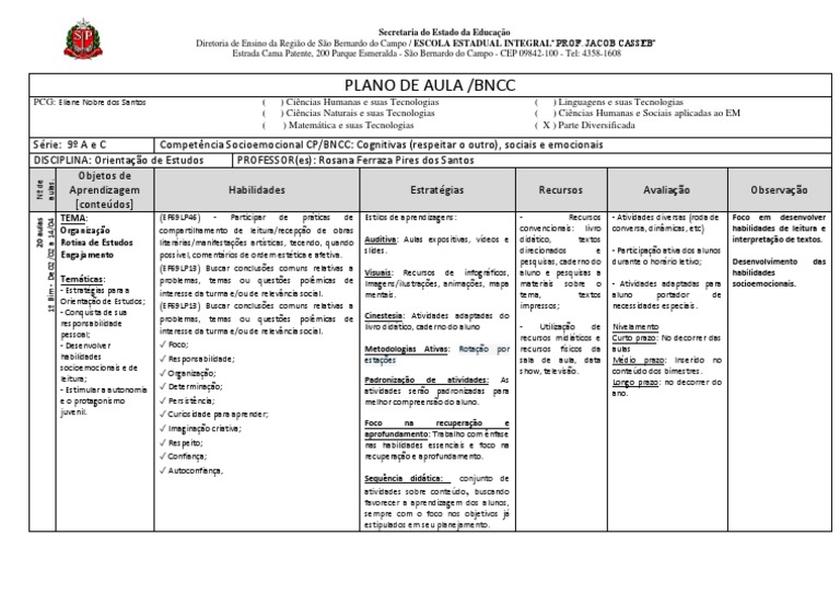 Plano de Aula: Orientação de Estudos | PDF | Aprendizado | Cognição