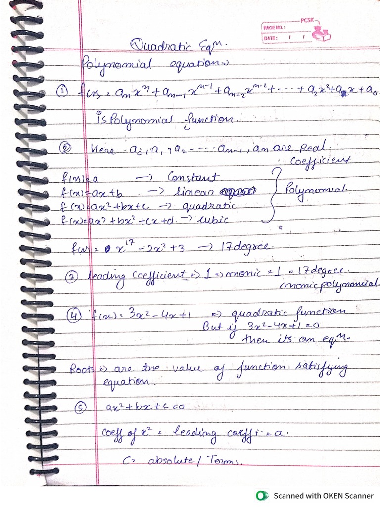 Quadratic Notes GB Sir | PDF
