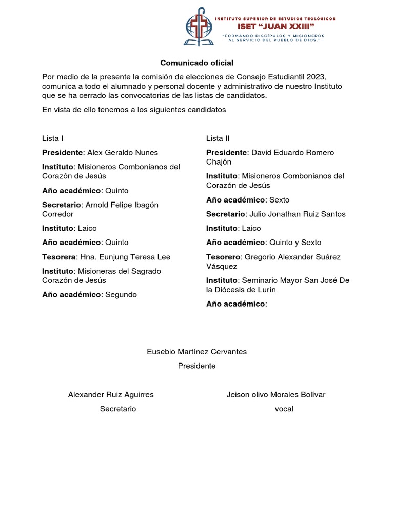 Comunicado Oficial Pdf