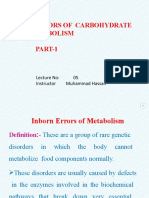 Lecture 5.1 Metabolic Errors of Carbohydrates PART-1