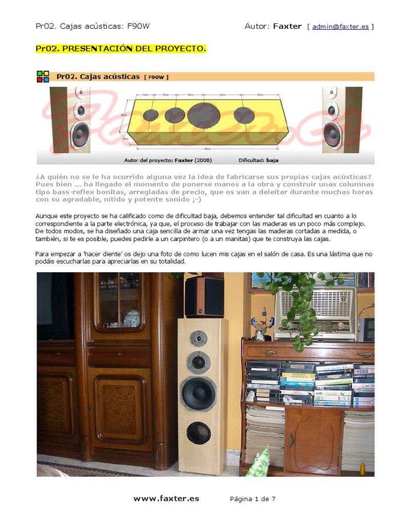 Pr02. Cajas Acústicas F90W PDF | PDF | Altoparlante | Ingeniería de audio, image size:768x1024