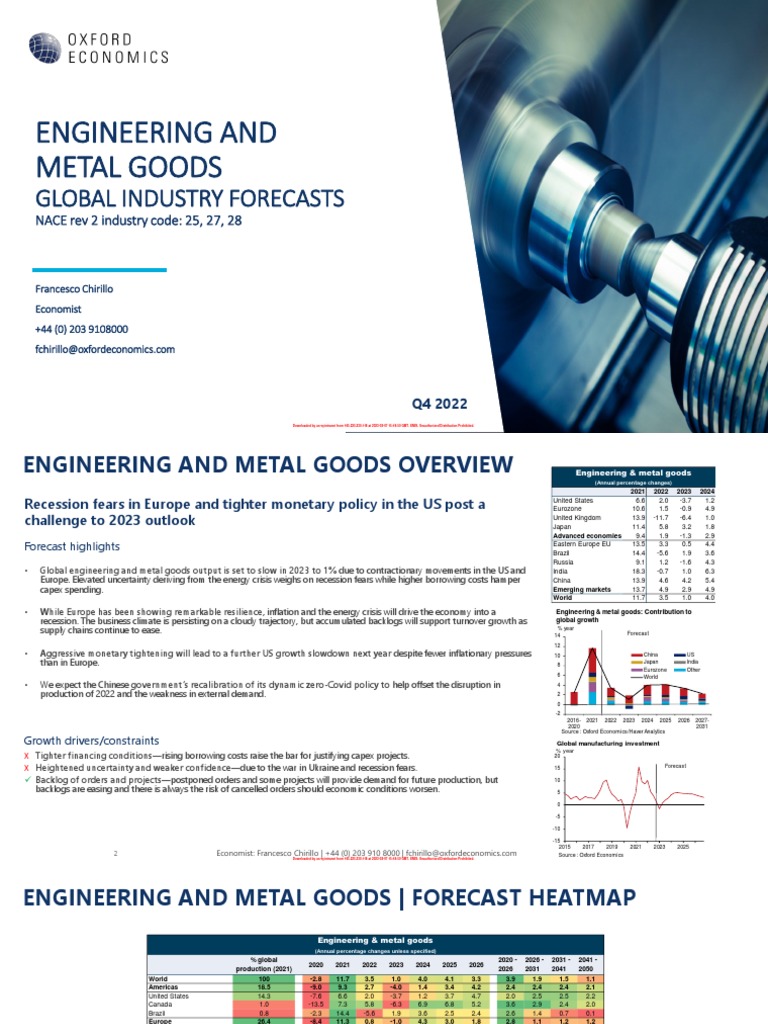 Global Industry Forecast Engineering And Metal Goods Q4 2022 Pdf