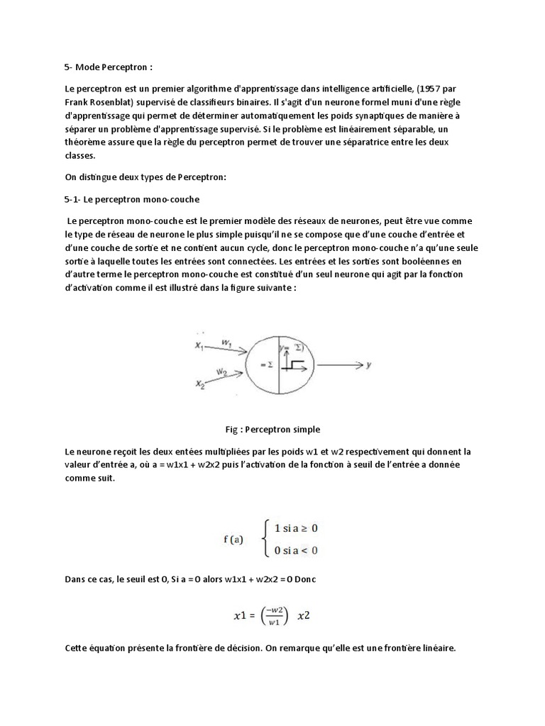 Introduction au Perceptron en IA | PDF | Réseau de neurones artificiels ...