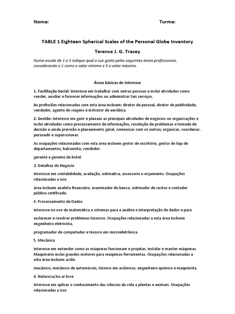 PGI Questionário | Download grátis PDF | Psicologia | Science