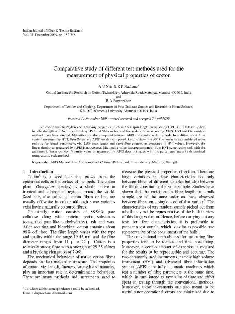 Comparative Study of Different Test Methods Used For The Measurement of