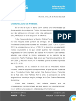 Comunicado de ANSES Sobre El Cobro Jubilatorio de La Vicepresidenta Cristina Fernández de Kirchner.
