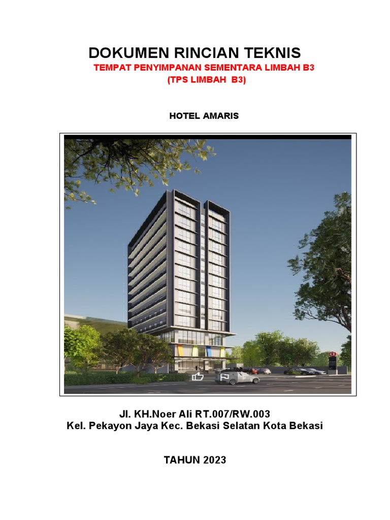 Rincian Teknis TPS Limbah B3 Hotel | PDF