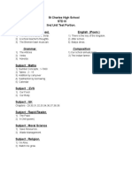 St Charles High School STD III IInd Unit Test Portion