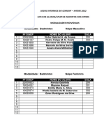 Lista de Confirmação de Inscrição de Alunos Atletas Nas Modalidades Indivíduais