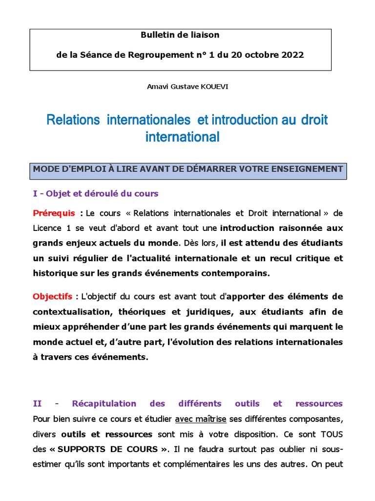 Introduction aux Relations Internationales | PDF | Loi internationale ...