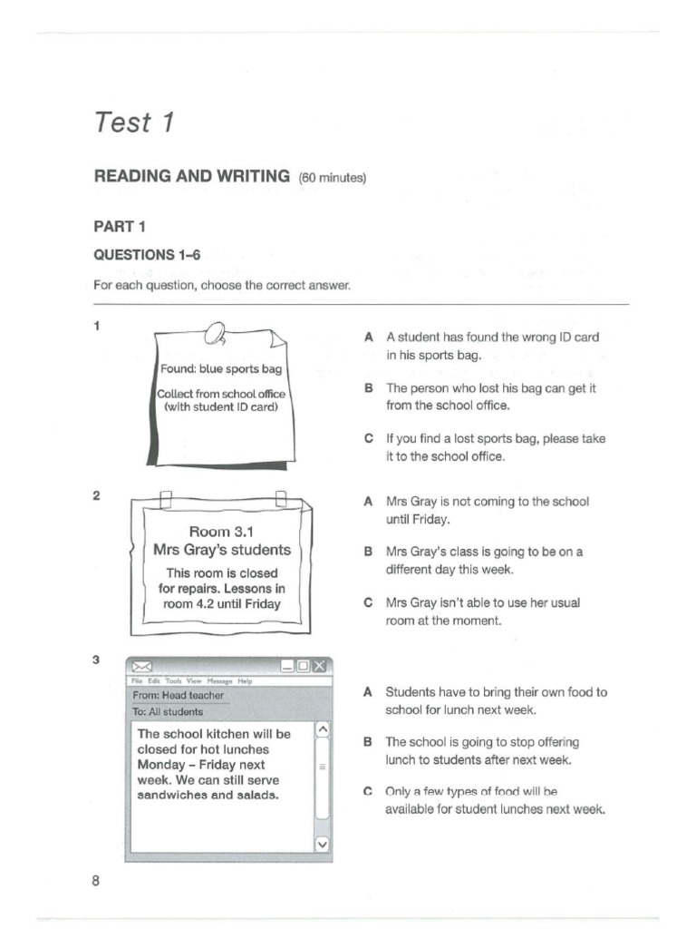 KET - Test 1 - R&W | PDF