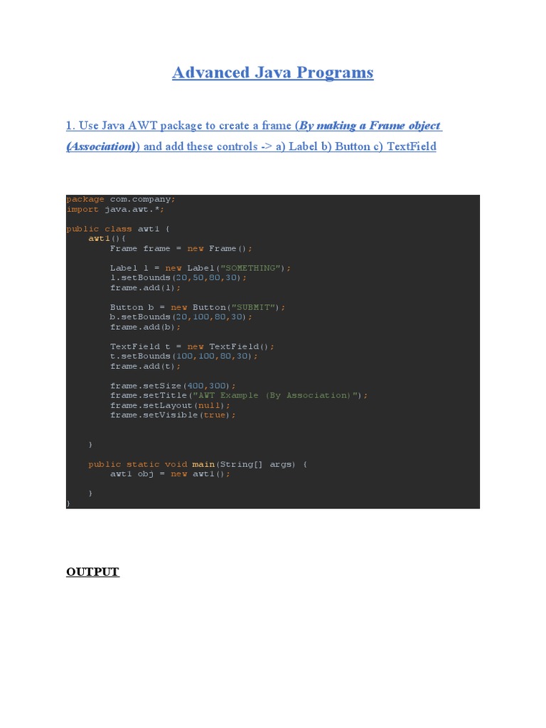 Advanced Java Programs | PDF | Software Development | Computing Platforms
