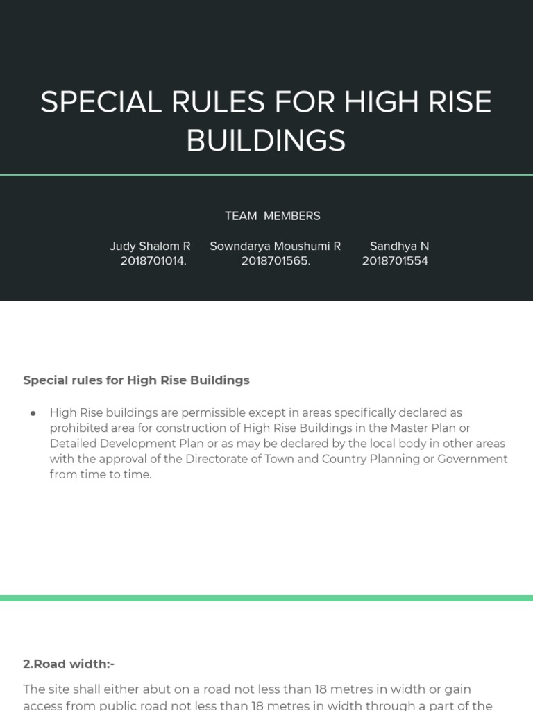 Special Rules For High Rise Buildings PDF Fire Safety