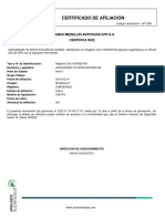Certificado de Afiliación: Certifica Que: Alianza Medellín Antioquia Eps S.A