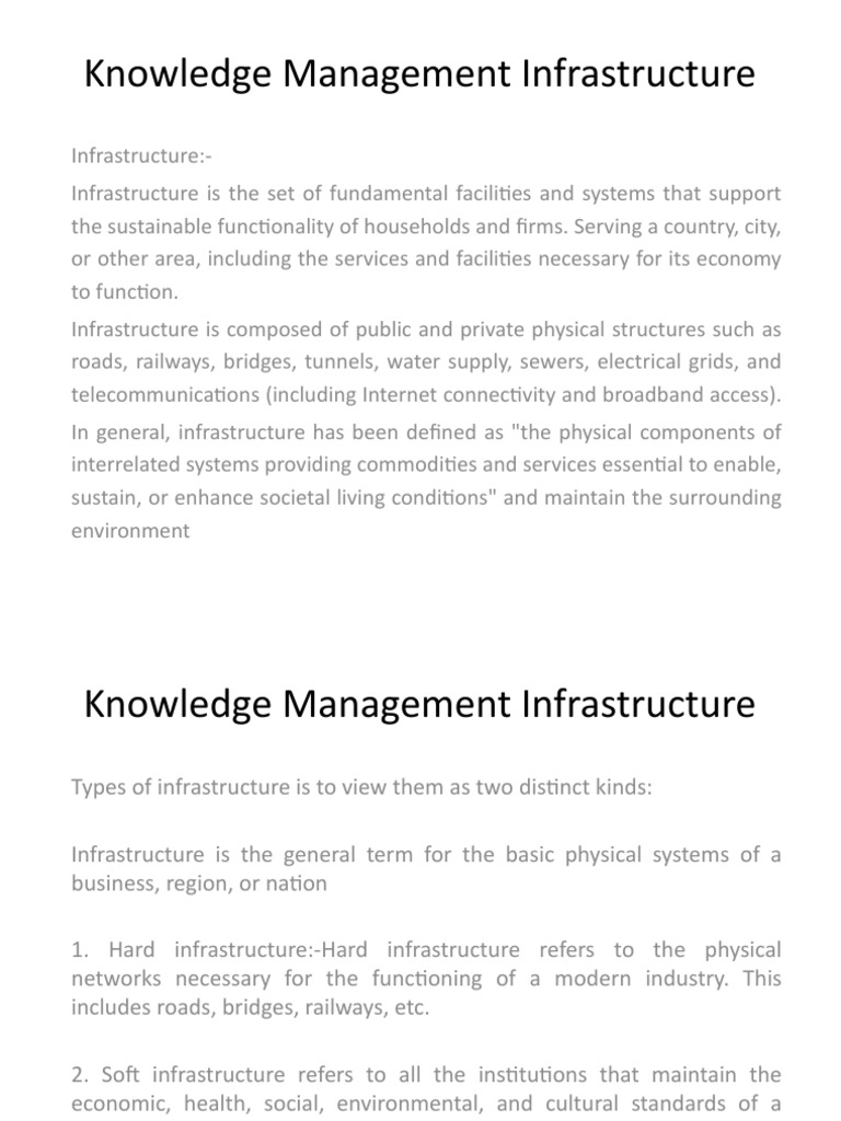 KM Infrastructure Essentials | PDF | Knowledge Management | Infrastructure