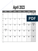 Kalender April 2023 Querformat PDF