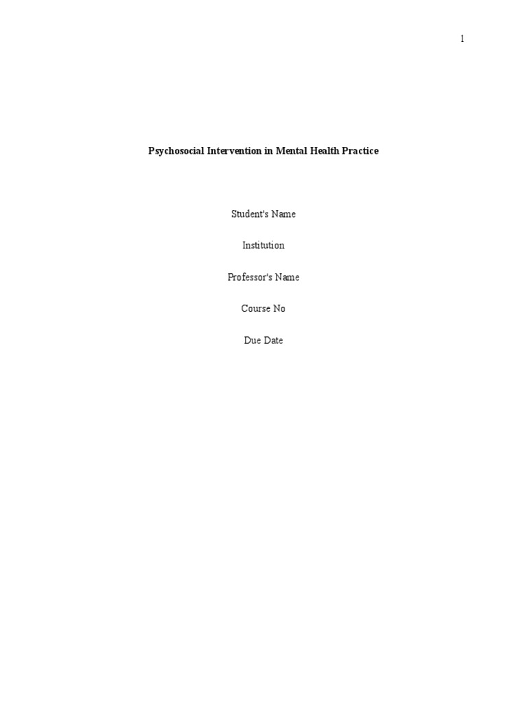 Psychosocial Interventions Complete | PDF | Psychotherapy | Mental Disorder