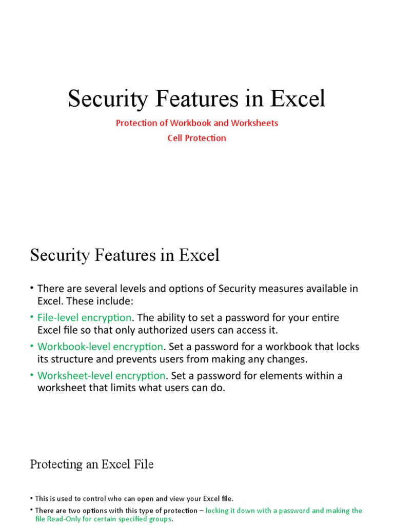 Excel Security Features Explained | PDF | Microsoft Excel | Password