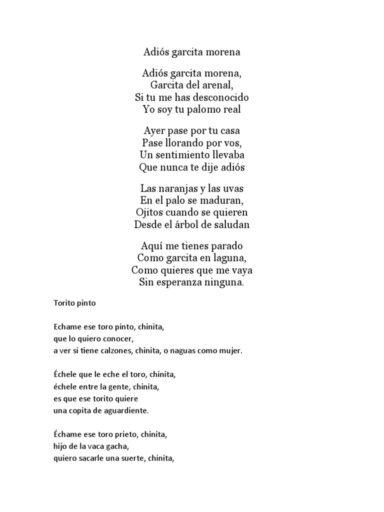 Adiós Garcita Morena: Letra y Significado | PDF | Arte | Poesía