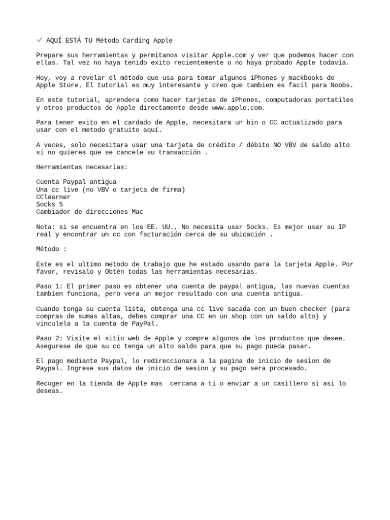 Método Carding Apple PDF