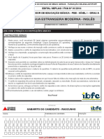 Língua Estrangeira Moderna - Inglês: Professor de Educação Básica - Peb - Nível I - Grau A Edital Seplag / Fha #01/2014