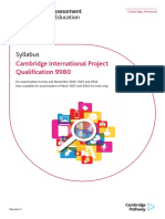 Syllabus: Cambridge International Project Qualification 9980