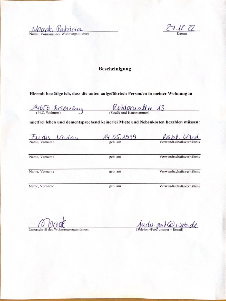 Nachweis Mietfreies Wohnen PDF