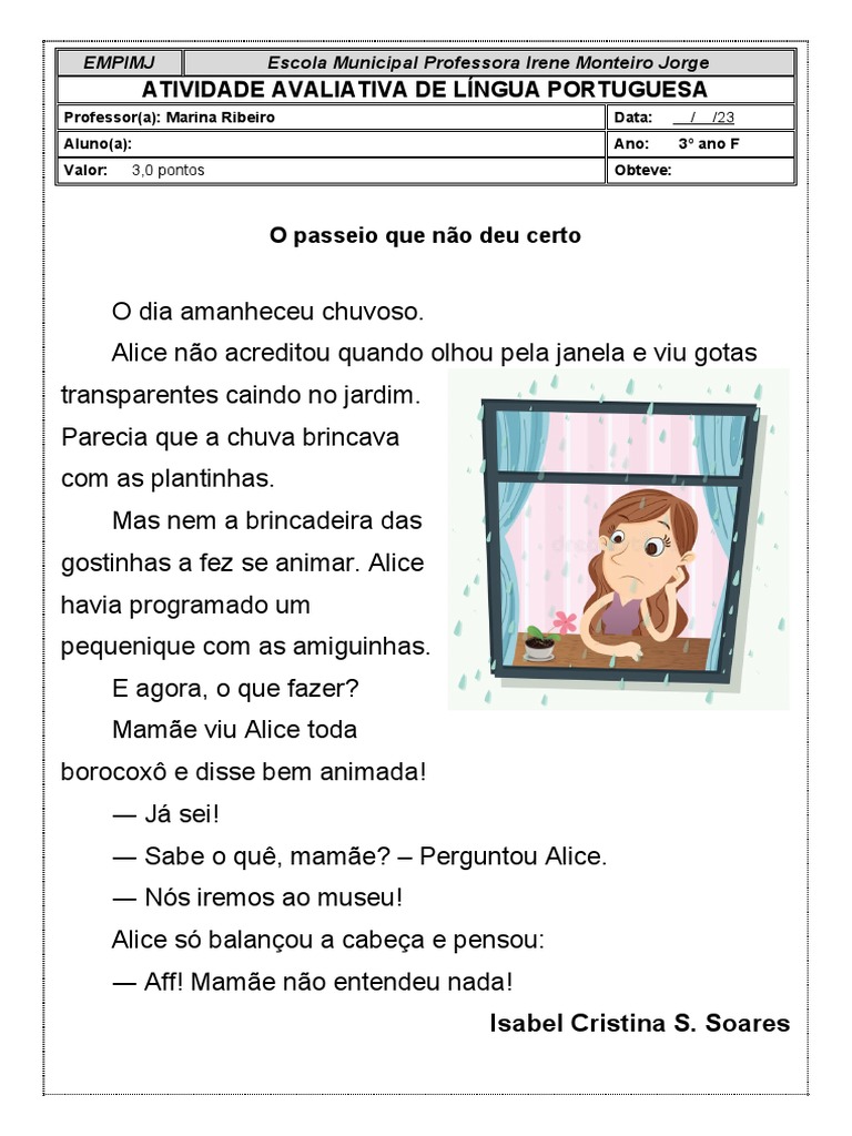 Atividade: O Passeio que Não Deu Certo | PDF