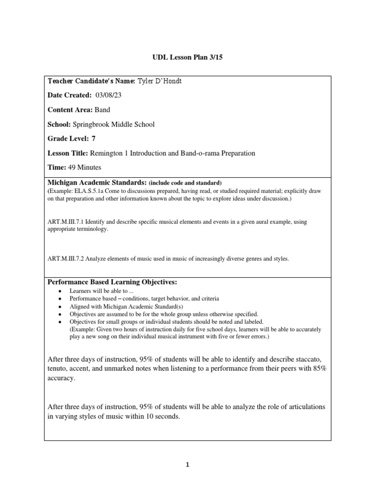 Student teaching udl 3 15 7th grade 3rd hour pdf learning teachers