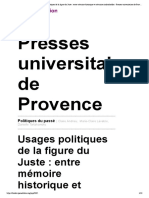 Presses Universitaires de Provence: Usages Politiques de La Figure Du Juste: Entre Mémoire Historique Et