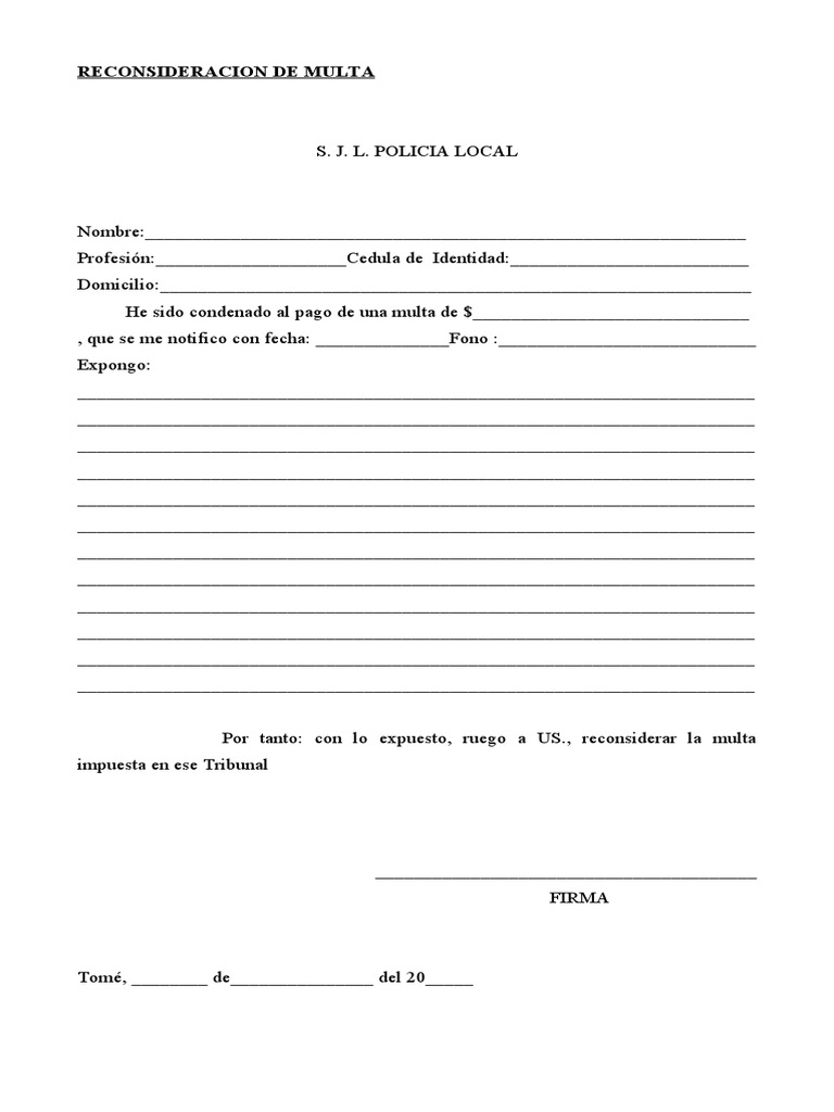 Formato para Rebaja de Multa | PDF