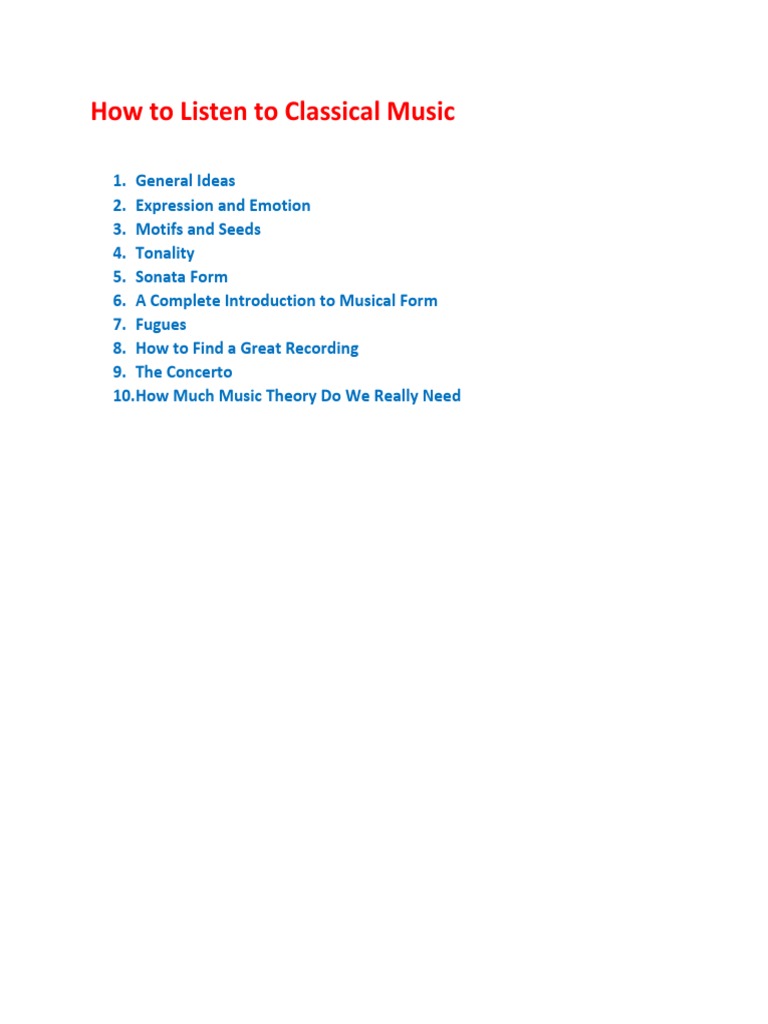 Guide to Listening to Classical Music | PDF | Language Arts ...