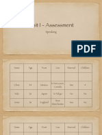 Speaking Assessment - Unit 1