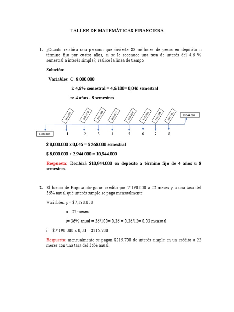 Ejercicios de Matemáticas Financieras | PDF | Dinero | Economias