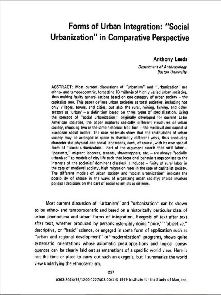 Urban Integration: A Comparative Study | PDF | Capitalism | Labour ...
