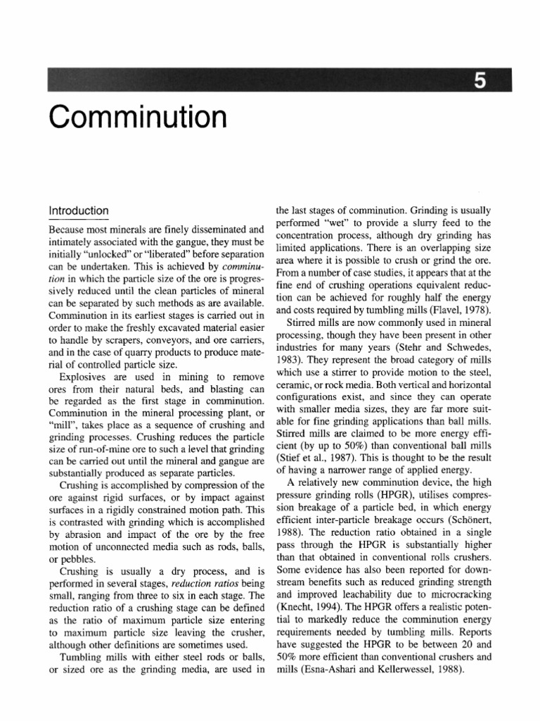 Comminution Reducing Particle Size Through Crushing and Grinding PDF