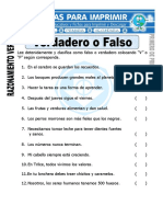 Ficha de Verdadero o Falso para Primero de Primaria 1