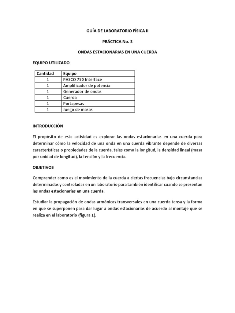 Guía Práctica 2 - Ondas Estacionarias en Una Cuerda | PDF | Olas ...
