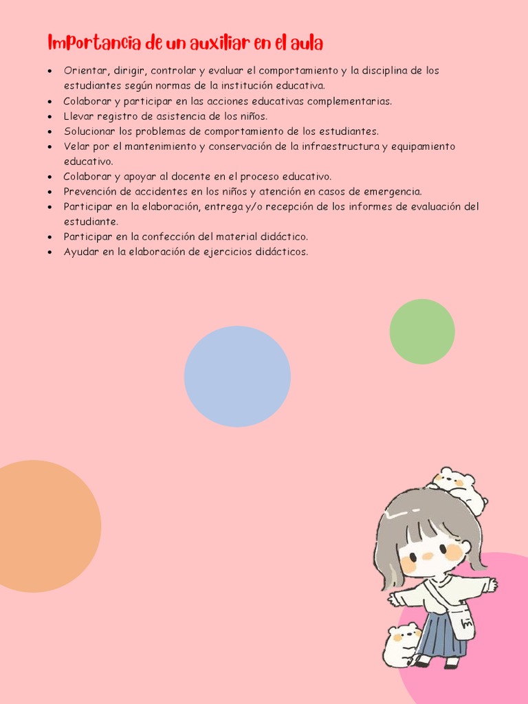 Rol del Auxiliar en el Aula Escolar | PDF | Crecimiento personal y ...