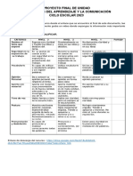 Proyecto Final de Unidad - Segundo Básico PDF