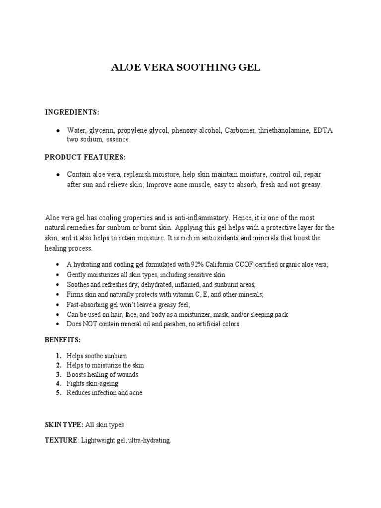 Aloe Vera Soothing Gel PDF