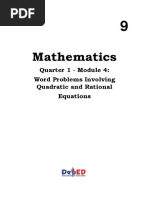 Math 9 - Q1 - WK 4 - Module 4 - Word Problems Involving Quadratic and Rational Equations